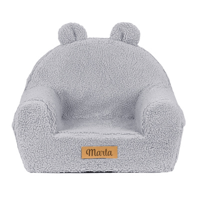 Personalisierter Schaumstoffsessel für Kinder grau teddy