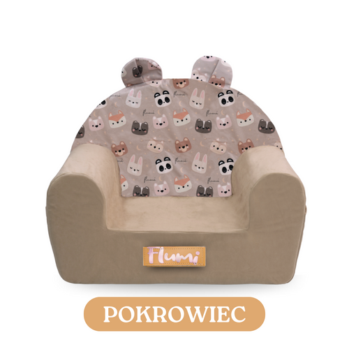 Personalisierter Schaumstoffsessel für Kinder beige Stoff Kord