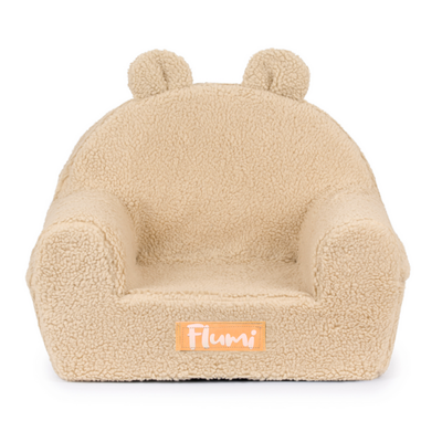 Personalisierter Kindersessel aus Schaumstoff - dunkelbeige Teddybär