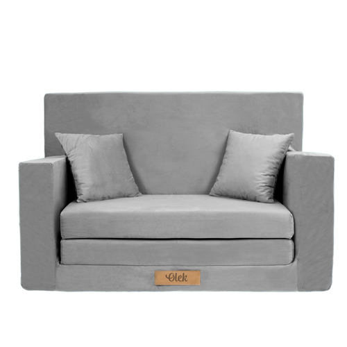 Personalisierte klappbare Kinderliege grau