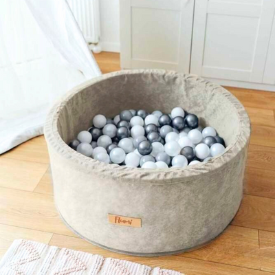  Personalisierte Bällebad Baby Bällepool Kinder 90x40cm mit 200 Bällebad Bälle hellgrau