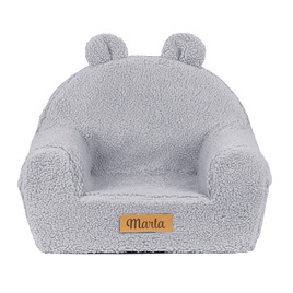 Personalisierter Schaumstoffsessel für Kinder grau teddy