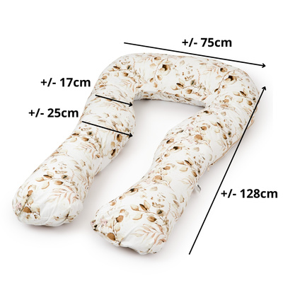 Schwangerschaft Kissen marineblau mit weißen U-Typ Creme mit Blättern Muster