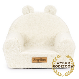 Personalisierter Kindersessel aus Schaumstoff - hellbeiger Teddybär