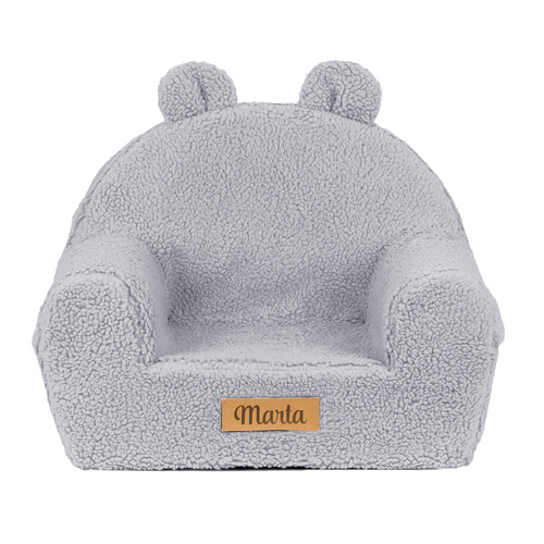 Personalisierter Schaumstoffsessel für Kinder grau teddy