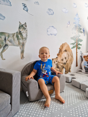 Personalisierter Schaumstoffsessel für Kinder grau