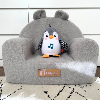 Personalisierter Schaumstoffsessel für Kinder grau teddy