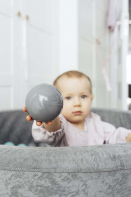 Satz mit 200 Bällen für Bällebad babyblau - dunkelgrau - perle