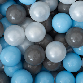 Satz mit 200 Bällen für Bällebad babyblau - dunkelgrau - perle