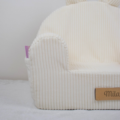 Personalisierter Schaumstoffsessel für Kinder beige Stoff Kord
