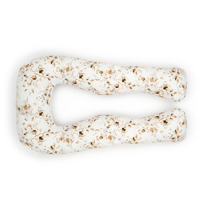 Schwangerschaft Kissen marineblau mit weißen U-Typ Creme mit Blättern Muster