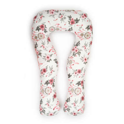 Schwangerschaft Kissen marineblau mit weißen U-Typ weiß mit rosa Blumen