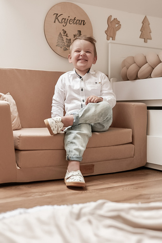 Personalisierte faltbare Kindercouch beige Teddybären