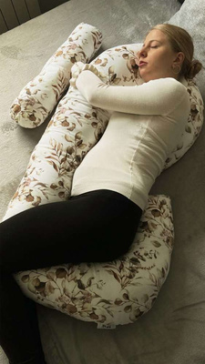 Umstandskissen Typ C creme mit Blattmuster