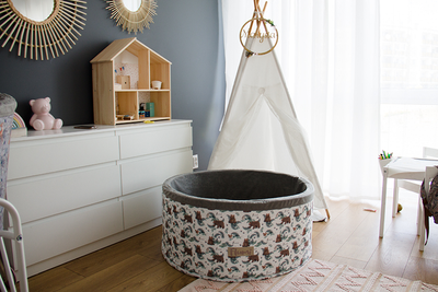  Personalisierte Bällebad Baby Bällepool Kinder 90x40cm mit 200 Bällebad Bälle Weiß + Bären