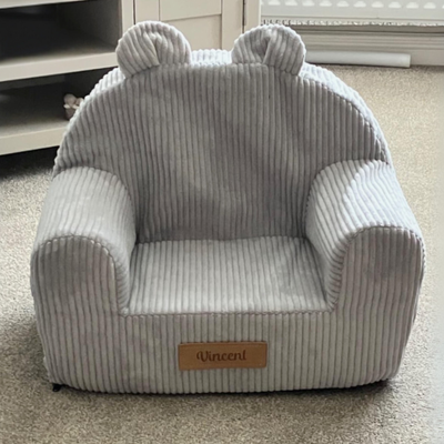 Personalisierter Schaumstoffsessel für Kinder beige Stoff Kord