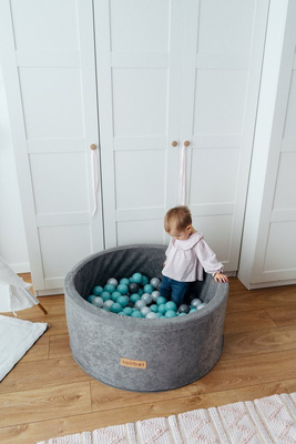 Satz mit 200 Bällen für Bällebad babyblau - dunkelgrau - perle