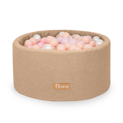  Personalisierte Bällebad Baby Bällepool Kinder mit 200 Bällebad Bälle / Dunkelbeige Teddy