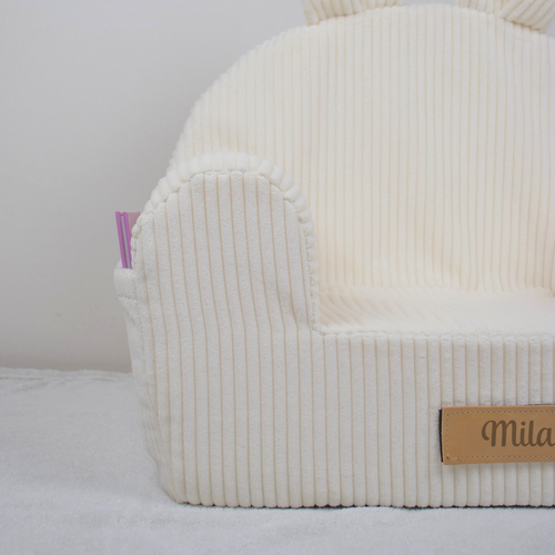 Personalisierter Schaumstoffsessel für Kinder beige Stoff Kord