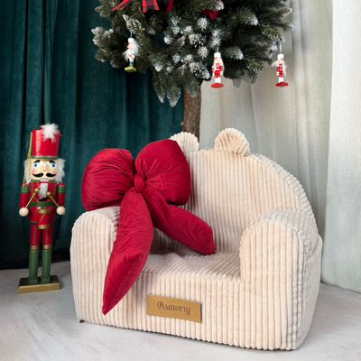 Personalisierter Schaumstoffsessel für Kinder beige Stoff Kord