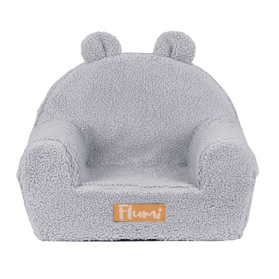Personalisierter Schaumstoffsessel für Kinder grau teddy