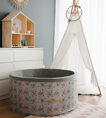 Personalisierte Bällebad Baby Bällepool Kinder 90x40cm mit 200 Bällebad Bälle Grau + Rotwild