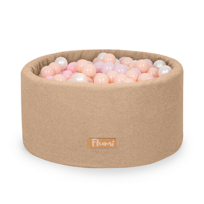  Personalisierte Bällebad Baby Bällepool Kinder mit 200 Bällebad Bälle / Dunkelbeige Teddy