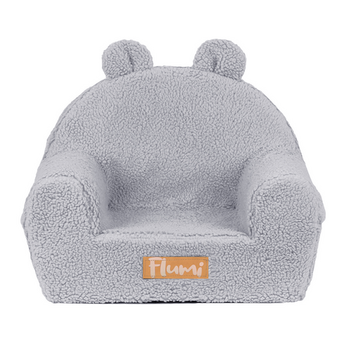 Personalisierter Schaumstoffsessel für Kinder grau teddy