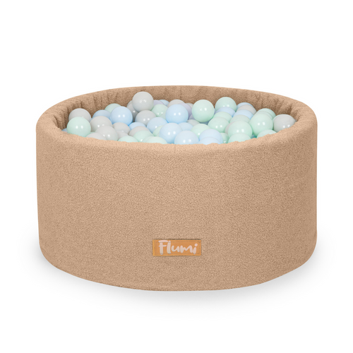  Personalisierte Bällebad Baby Bällepool Kinder mit 200 Bällebad Bälle / Dunkelbeige Teddy