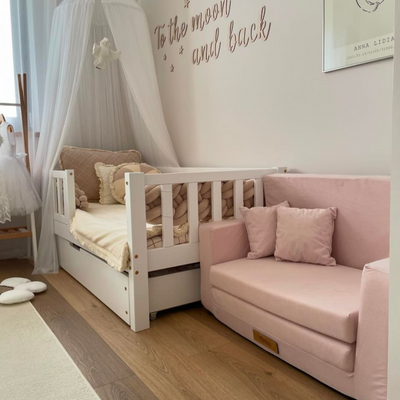 Personalisierte faltbare Kinderliege Pulver rosa