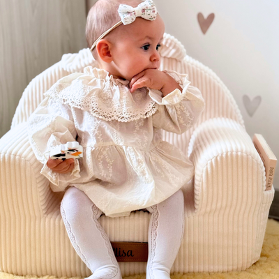 Personalisierter Schaumstoffsessel für Kinder beige Stoff Kord