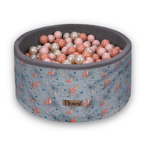  Personalisierte Bällebad Baby Bällepool Kinder 90x40cm mit 200 Bällebad Bälle Grau + Rotwild